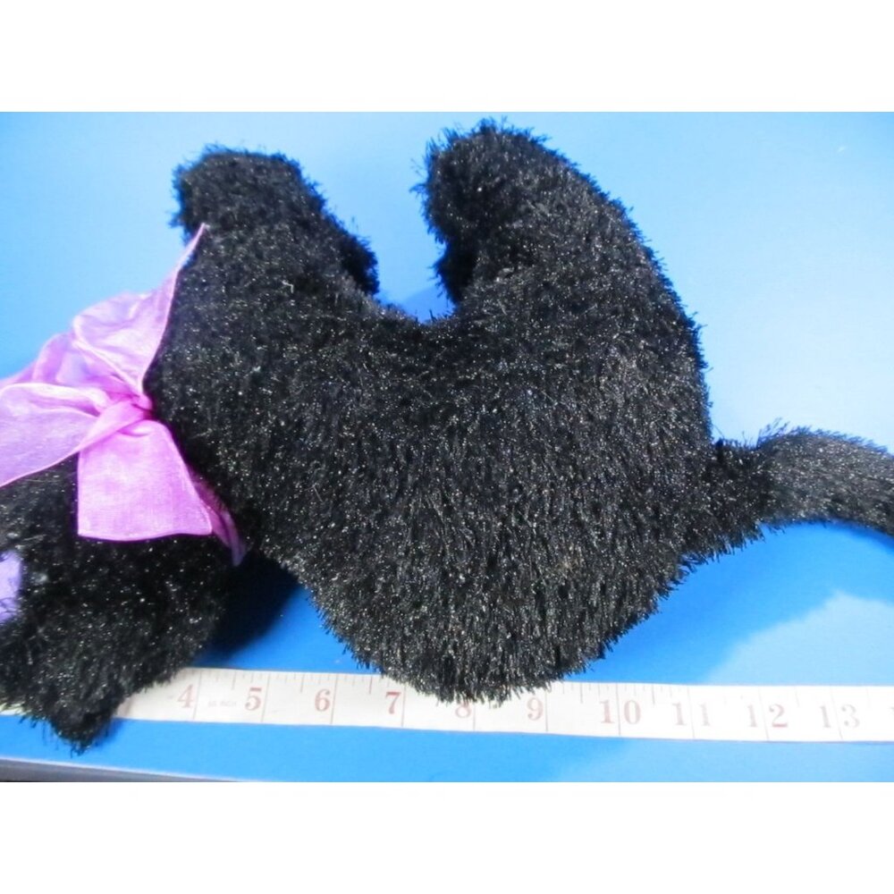 Unbranded Black Cat Plush Halloween Purple Bow 10" Stuffed Animal - Picture 6 of 7